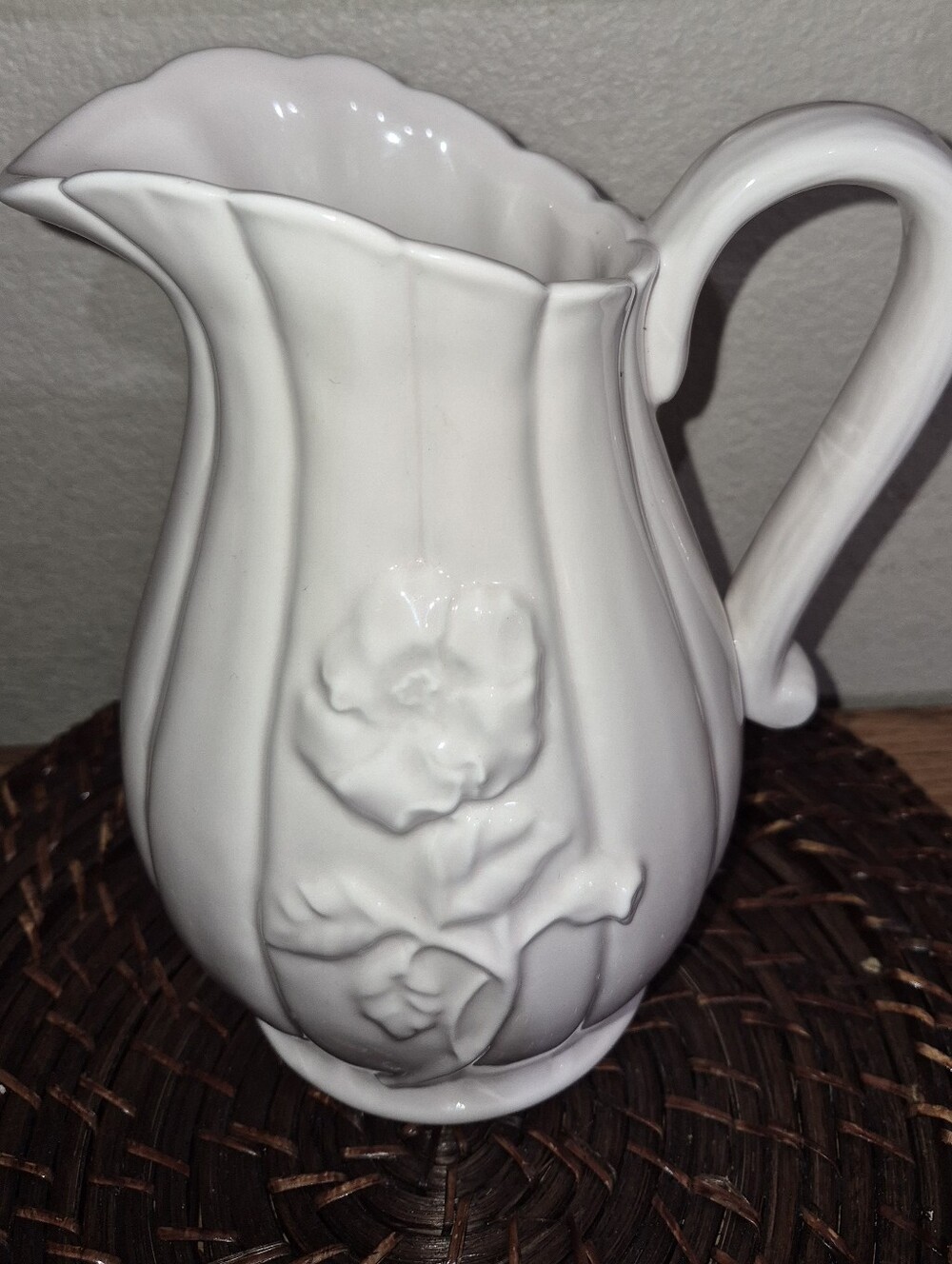 Vintage Villeroy & Boch "Fiori Weiss" White Ceramic Pitcher